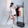 Camiseta de Algodão Puro de Manga Curta para Mulheres, 230g, Cor Sólida, Gola Redonda, Versátil, Solta, Casual, Top de Manga Meia-Manga, Unissex