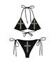 Aliexpress Nuevo Producto Transfronterizo Europeo y Americano Bikini Personalizado con Strass Caliente de Cruzado para Mujer con Tira Dividida Sexy Traje de Baño