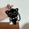 Llavero de Gato Negro Pequeño Relleno Dibujo Animado Lindo Colgante para Mochila Escolar Adorno Llavero de Coche Colgante Lanyard de Regalo
