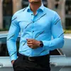 Camisa de Hombre Elástica Transfronteriza para Hombre 2026 Manga Larga Botones Corte Ajustado Tallas Grandes
