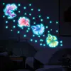 Xino Yg-B100 Adesivos Luminosos de Peixe de Briga em Aquarela Autoadesivos Removíveis para Quarto Infantil, Quarto, Sala de Estar, Estúdio