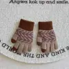 Guantes de Punto Jacquard Gruesos de Invierno para Niños y Niñas, Elegantes, Gruesos, Cálidos, de Cinco Dedos con Forro de Felpa, Modernos