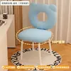 Mesa de Maquiagem Influenciadora de Nail Art Banqueta Simples Luxo Leve Encosto Quarto Vestir Casa Meninas Cadeira Creme