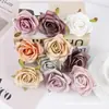 Cabeza de flor de rosa artificial vintage desgastada tela flor de seda materiales para accesorios de pasador de pelo DIY decoración de escena de boda