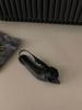 Zapatos Planos Franceses Punta Negra Sandalias de Punta Zapatos de Hada 2024 Nuevo Primavera y Verano Punta Afilada Pedrería Zapatos Elegantes