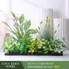 Paisagismo com Plantas Verdes Simulação Floreira Divisória de Piso Arte Floral de Chão Paisagem de Plantas Combinação de Floreira Flor Artificial em Vaso Bonsai Decoração