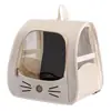 Bolsa de transporte para animais de estimação minimalista e moderna com face de gato, janela de visualização transparente, respirável e dobrável, mochila portátil para gatos