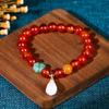 Pulsera de Ágata Roja con Cuentas Al Eryuan Femenina Original Guofeng Pulsera con Colgante para Compañeros Novia Regalo Pulsera Mano