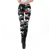 Pantalones de Halloween Moda Estampados Mallas Elásticas Cabeza de Calabaza Marco de Calavera Leggings con Estampado Digital para Pies Pequeños