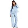 2026 Nuevo Estilo Europeo y Americano Fresco, Transpirable y Cómodo Conjunto de Pijama de Manga Larga de Algodón Puro para Mujer, Ropa de Casa de Verano que se Puede Usar Afuera