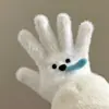 Luvas de Pelúcia Quentes Tricotadas de Cinco Dedos com Gatinho de Strass para Mulheres no Inverno, Versáteis à Prova de Frio e Vento para Ciclismo, Aconchegantes