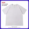 Nova Camiseta de Algodão Puro Pesado 400g com Gola Redonda e Manga Curta para Homens e Mulheres, Top Liso de Verão, Base Solta de Manga Curta