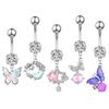 Unhas de Umbigo de Lua Colorida Transfronteiriça Atacado E-Commerce Novo Europeu e Americano Pingentes de Borboleta Sem Piercing Joias de Argola de Umbigo