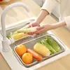 Escurridor de platos ajustable de acero inoxidable con cesta de drenaje, organizador para fregadero de cocina, escurridor para lavar y secar platos, colador de fregadero