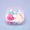 Quatro Embalagens de Caixas de Embalagem Plástica Transparente para Beauty Egg, Caixas de Armazenamento de Esponja Puff em Formato de Gota, Porta-Ovos com Quatro Compartimentos