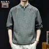 Sudadera con Media Cremallera "Waffle" de Alta Gama para Hombre Estilo Primavera/Otoño 2026 Cuello Alto Manga Larga Marca de Moda Holgada Talla Extra Superior