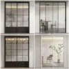 Puerta Deslizante Retro de Tres Secciones Estilo Francés Aleación de Titanio-Magnesio Divisor de Cocina Balcón Sala de Estar Riel Colgante Puerta Deslizante de Vidrio