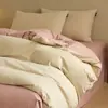 Juego de cuatro piezas de algodón puro cepillado de lujo ligero para otoño e invierno, juego de ropa de cama de tres piezas de color liso bicolor de algodón cálido y grueso