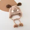 Chapéu Infantil de Inverno de Pelúcia Desenho Animado Fofo Acolchoado Quente à Prova de Vento com Proteção para as Orelhas para Meninos e Meninas Chapéu de Inverno para Bebê Coreano