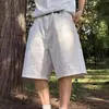 Shorts Blancos de Mezclilla de Pierna Ancha con Salpicaduras de Pintura Estilo High Street Americano para Hombre, Talla Grande, Corte Holgado, Marca de Tendencia, Corte Recto, con Efecto de Caída