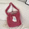 411183 Ins Rayado Recién Llegado Lindo Dibujo Animado Cachorro Bolso de Felpa para Mujer 2024 Gran Capacidad para Trasladarse Bolso de Hombro
