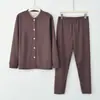 Conjunto de roupa íntima térmica masculina com forro de fleece e lã espessa para o inverno, apresentando um top estilo cardigã e calça comprida