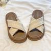 2025 Novo Estilo Aumento de Altura Roupa Exterior Merda Chinelos Confortáveis ​​da Moda Versátil Primavera e Verão Slip-on Sandálias de Praia para Mulheres