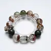[Abundante Hierba] Pulsera de Cristal Fantasma Verde Natural para Mujer La Más Fácil de Combinar Cristal de Cabello Verde Blanqueamiento Pulsera de Moda Venta al por Mayor