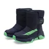 Botas de algodão para meninas de cano alto, botas grandes para crianças, meninos e meninas, botas de neve, inverno, forradas com lã, quentes, pretas, cinza, rosa e branca