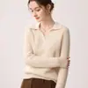 Suéter de Punto Trenzado de Manga Larga Holgado Adelgazante para Mujer, Estilo Nuevo de Cuello Polo, Temperamento Intelectual Sencillo, 100% Cachemira