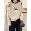 Camiseta feminina com gola redonda, manga longa, blocos de cor, fleece escovado espessado Maillard, top moderno e versátil que afina, camada base