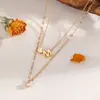 Colar de Letra e Coração Moda Transfronteiriça Europeia e Americana Nicho Moda Versátil Metal Diamante Multicamadas para Mulheres