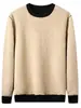 Sudadera Gruesa con Forro de Forro Polar Otoño e Invierno para Hombre Cuello Redondo de Lana de Cordero Base Negra Holgada Ropa Interior Térmica Top para Hombre