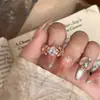 Pulsera Nueva Vintage Flor de Iris Huevo de Paloma Circonita para Mujer, Joyería de Anillo de Lujo Ligero de Nicho de Gama Alta