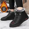 Botas de Cuero de Algodón Grueso y Forradas de Polar para Invierno para Personas de Mediana Edad y Mayores, Botas de Nieve Impermeables y Cálidas de Estilo Chino, Zapatos de Algodón Antideslizantes de Suela Gruesa para Personas Mayores