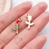 20 Piezas de Rosas Rojas Brillantes con Goteo de Aceite, Accesorios para Joyería DIY, Pulsera, Collar, Colgante, Llavero, Kit de Materiales para Colgantes Pequeños