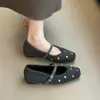 Primer Encuentro Temporada Strass Francés Felpa Cálido Zapatos Mary Jane con Tacón Interno Aumentador Otoño Invierno Nuevos Zapatos Planos Estilo Pequeño Aroma Mujer