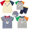 Ropa para Niños Verano Oso Orejas Estéreo Tops de Manga Corta para Niños y Niñas Camisetas de Cuello Redondo Dropshipping
