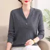 Suéter de punto trenzado transfronterizo 2026 para mujer, nuevo estilo primavera y otoño, tejido casual para mujeres de mediana edad y mayores, camiseta básica para madre