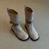Primeiro Encontro Temporada Retro Francês Camurça Fivela Bico Redondo Botas de Cano Curto Outono Inverno Novo Estilo Salto Grosso Botas Western Femininas