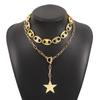 N11912 Collar de metal con forma de estrella de diseño de alta gama, estilo europeo y americano, cadena de nariz de cerdo versátil a la moda, cadena de cuello doblado para mujer