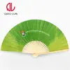 Abanico de bambú plegable de 21 cm, estilo retro, de tela a una cara, logo impreso, abanico plegable para boda china, dama de honor, venta al por mayor