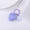 Llavero colgante de corazón sonriente de color sólido con cuentas de dopamina de moda, doble cara, grande, decoración de bolsa de regalo DIY