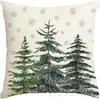 Funda de Almohada Navideña Nueva Coche Pino Copo de Nieve Bola de Navidad Estampado de Lino Decoración de Habitación Cojín de Sofá