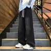 Jeans retro estilo Hong Kong japonês masculino solto perna reta perna larga calça daddy ins moderna alta rua calça comprida