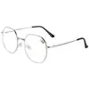 Novos Óculos Hexagonais de Metal Retrô Assimétricos para Adultos Anti-Luz Azul Lentes Planas para Homens e Mulheres