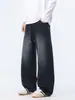 Muxi Roupas Calças de Bainha Curva Retro Americano Jeans Imitação Masculino Novo Outono Padrão de Bambu Soltas Retas Casuais