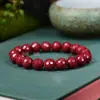 Pulsera de cuentas redondas de anillo único de arena púrpura dorada de alto contenido, pulsera facetada de cinabrio, cara de fútbol de cinabrio 6-12 mm al por mayor