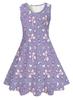 Ropa Infantil Europea y Americana con Impresión Digital 3D Vestido sin Mangas Verano Casual Lindo Dulce Estampado Completo Lazo Vestido de Princesa