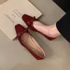 Primer Encuentro: Nuevos zapatos planos de estilo chino, estilo nacional, con lazo, punta fina, tacón bajo, elegantes, punta cuadrada, tacón de cuña, de gamuza